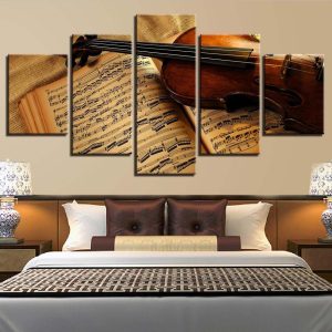 Guitar Violin 3 - Music 5 Panel Canvas Art Wall Decor