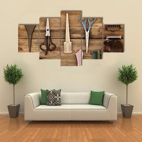 Hairdressing Accessories - Beauty Salon 5 Panel Canvas Art Wall Decor