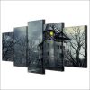 Halloween Spooky Grey Castle - Abstract 5 Panel Canvas Art Wall Decor