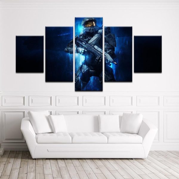 Halo: The Master Chief John-117 Poster 3 Gaming - 5 Panel Canvas Art Wall Decor