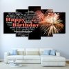 Happy Birthday Around The World - Abstract 5 Panel Canvas Art Wall Decor