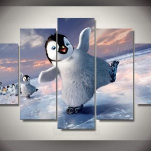 Happy Feet - Animal 5 Panel Canvas Art Wall Decor