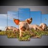 Happy Pig - Animal 5 Panel Canvas Art Wall Decor