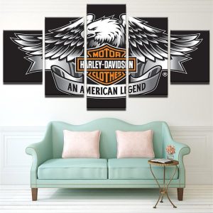 Harley Davidson American Legend Clothes Car & Motor - 5 Panel Canvas Art Wall Decor