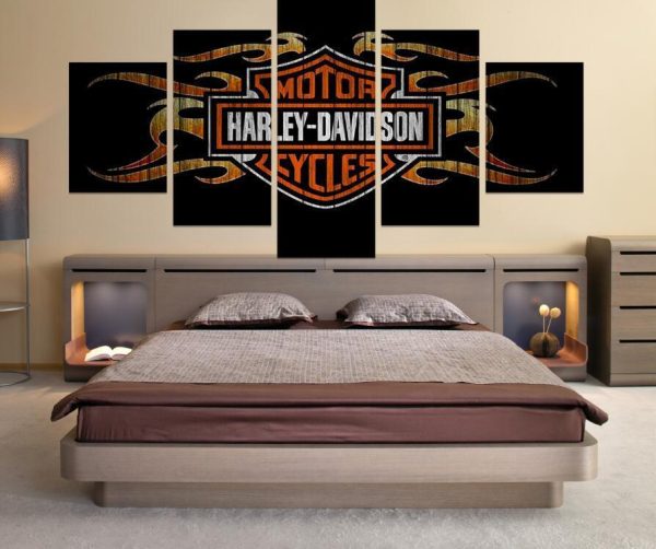 Harley Davidson Canvas Get it Framed Car & Motor - 5 Panel Canvas Art Wall Decor