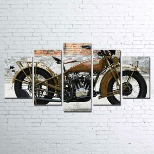 Harley Davidson Wall Automative Car & Motor - 5 Panel Canvas Art Wall Decor