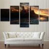 Harry Potter Deathly Hallows Hogwarts Is Burning - Movie 5 Panel Canvas Art Wall Decor