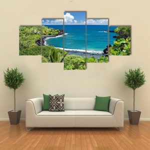 Hawaii Paradise On Maui Island Nature - 5 Panel Canvas Art Wall Decor