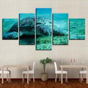 Hawksbill Sea Turtle - Animal 5 Panel Canvas Art Wall Decor