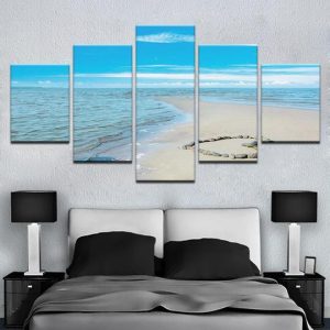 Heart On Sand Bar Beach - Space 5 Panel Canvas Art Wall Decor