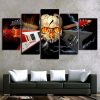 Heavy Metal Band Skull Guitar - Music 5 Panel Canvas Art Wall Decor