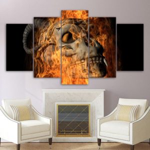 Hell Skull - Abstract 5 Panel Canvas Art Wall Decor