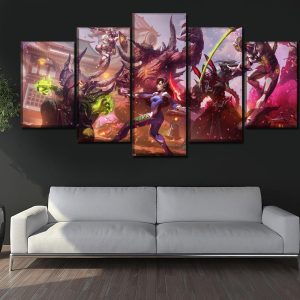 Heroes Of The Storm & Overwatch Poster Gaming - 5 Panel Canvas Art Wall Decor