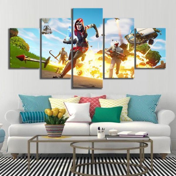 High Stakes The Ace and Wild Card Fortnite Gaming - 5 Panel Canvas Art Wall Decor