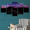 Highway And Mountain Beautiful Starry Sky - Nature 5 Panel Canvas Art Wall Decor