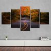 Highway Red Forest - Nature 5 Panel Canvas Art Wall Decor