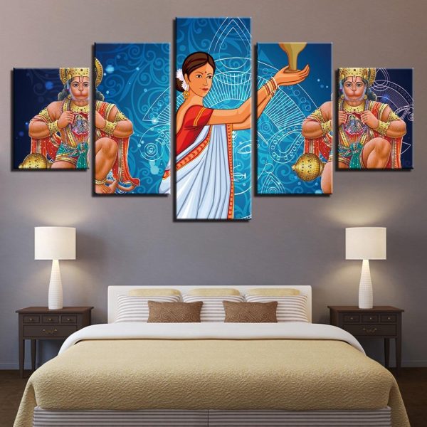 Hindu Character 1 - Religion 5 Panel Canvas Art Wall Decor