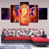 Hindu God Ganesha Elephant 5 - Religion 5 Panel Canvas Art Wall Decor