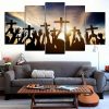 Holding Cross During Sunrise - Religion 5 Panel Canvas Art Wall Decor