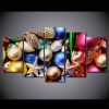 Holiday Christmas Ornaments Ball Xmas Tree - Nature 5 Panel Canvas Art Wall Decor