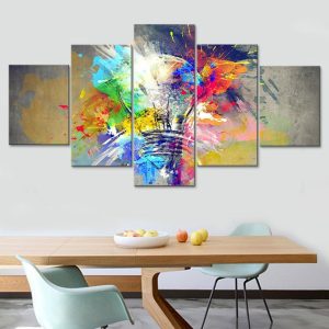 Home Cool Bulb Color - Abstract 5 Panel Canvas Art Wall Decor