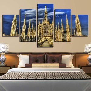 Homeation Gothic Catedral Gotica Landscape - Nature 5 Panel Canvas Art Wall Decor