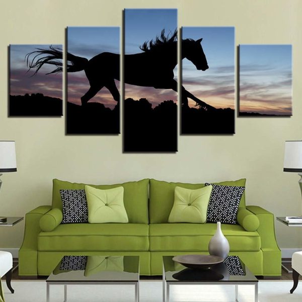 Horse 19 - Animal 5 Panel Canvas Art Wall Decor