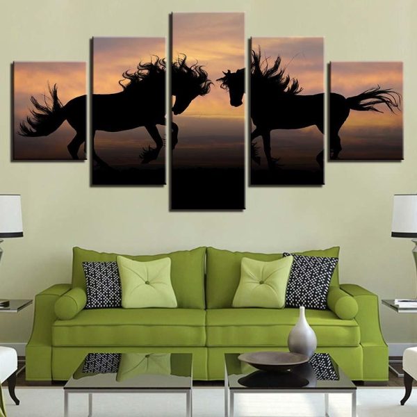 Horse 25 - Animal 5 Panel Canvas Art Wall Decor