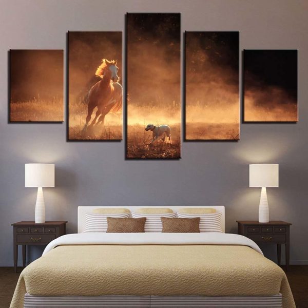 Horse 26 - Animal 5 Panel Canvas Art Wall Decor