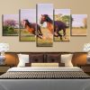 Horse Couples Running - Animal 5 Panel Canvas Art Wall Decor