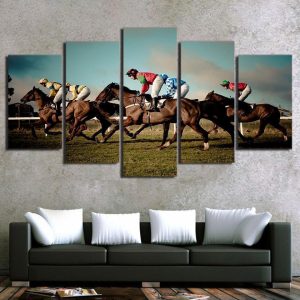 Horse Racing Sport - 5 Panel Canvas Art Wall Decor