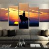 Horse Sunset - Animal 5 Panel Canvas Art Wall Decor