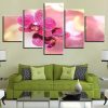 Hotel Beautiful Moth Orchid Flower - Nature 5 Panel Canvas Art Wall Decor