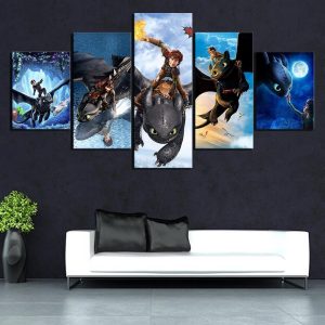 How To Train Your Dragon Best Friend Movie - 5 Panel Canvas Art Wall Decor