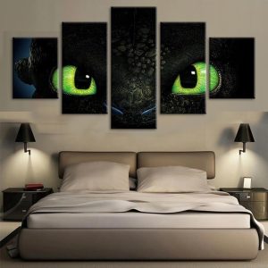 How To Train Your Dragon Black Dragon Movie - 5 Panel Canvas Art Wall Decor