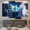 How to Train Your Dragon 3 Toothless And Light Fury Movie 4 Pieces - 4 Panel Canvas Art Wall Decor