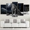 Howling Wolf Moon Night 1 - Animal 5 Panel Canvas Art Wall Decor