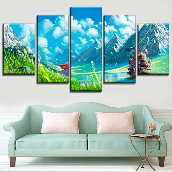 Howl’s Moving Castle Nature Anime - 5 Panel Canvas Art Wall Decor