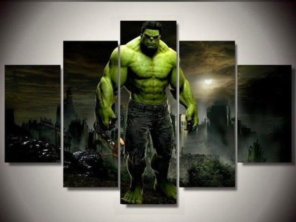 Hulk Superhero - Movie 5 Panel Canvas Art Wall Decor