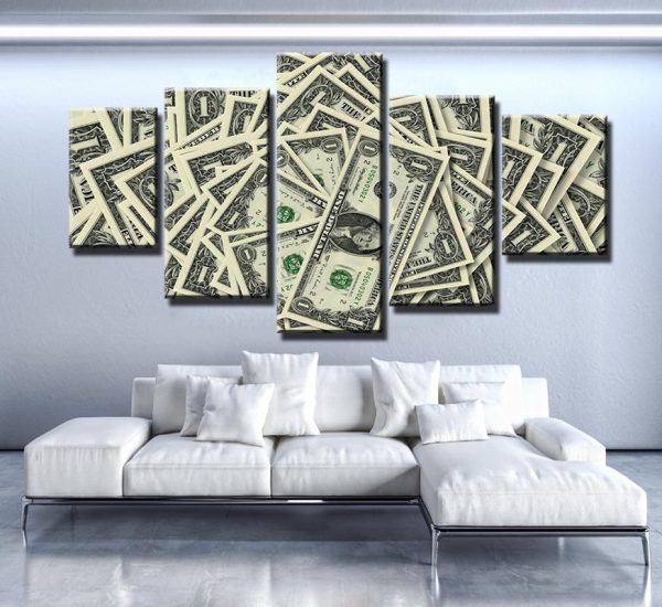 I Like Money - Abstract 5 Panel Canvas Art Wall Decor