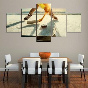 Ice Hockey Sports On Ice Rink - Sport 5 Panel Canvas Art Wall Decor