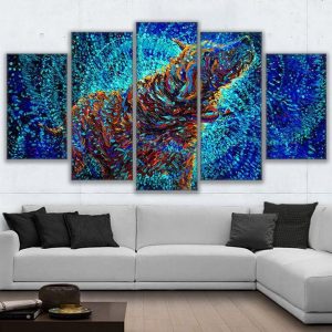 Impressionist Dog Shake - Abstract Animal 5 Panel Canvas Art Wall Decor