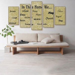 In This Home - Abstract 5 Panel Canvas Art Wall Decor