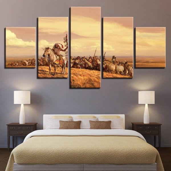 India 22 - Abstract 5 Panel Canvas Art Wall D�cor