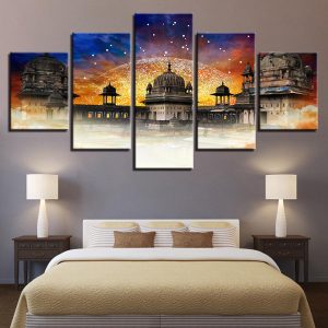 India Dharma Trend - Religion 5 Panel Canvas Art Wall Decor