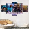 India Elephant And Planets - Religion 5 Panel Canvas Art Wall Decor