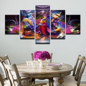 India Myth Vishnu And Lakshmi - Religion5 Panel Canvas Art Wall Decor