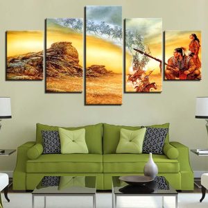 India Original - Abstract 5 Panel Canvas Art Wall Decor