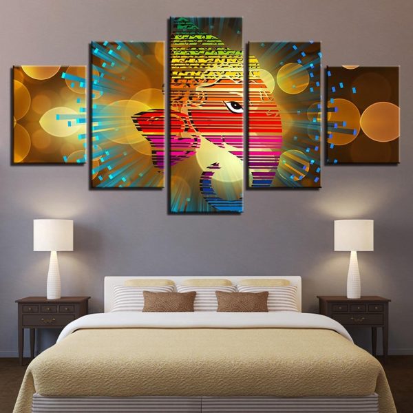 India Religion Elephant God Ganesha - Religion 5 Panel Canvas Art Wall Decor