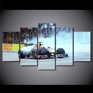 Indy Race Car F1 Burnout 01 - Automative 5 Panel Canvas Art Wall Decor